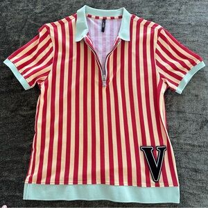 Gianni Versace Verses Collection Striped Varsity Polo